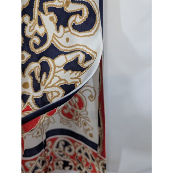 Vintage Personal by Leslie Fay Navy Baroque Print Sheath Maxi Dress (Approx M) - Picture 3 of 7